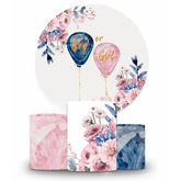 Blau Oder Rosa Ballon Blumen Runden Baby Dusche Hintergrund Bausatz