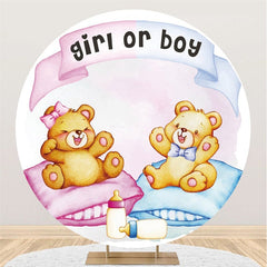 Blau Oder Rosa Kissen Runden Tragen Baby Dusche Hintergrund