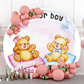 Blau Oder Rosa Kissen Runden Tragen Baby Dusche Hintergrund