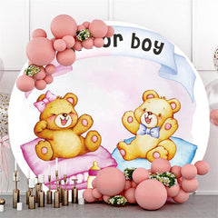 Blau Oder Rosa Kissen Runden Tragen Baby Dusche Hintergrund