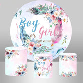 Blau Rosa Feder Blumen Hintergrund Bausatz Für Geschlecht Aufdecken