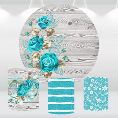 Blau Rose Hölzern Textur Runden Hintergrund Bausatz Für Mädchen