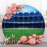 Blau Glänzend Feld Und Grün Fußball Kreis Hintergrund