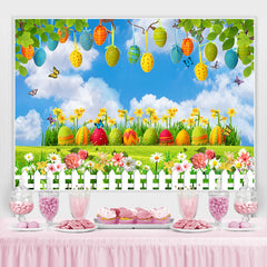 Blau Himmel Und Schmetterling Mit Garten Baby Dusche Hintergrund