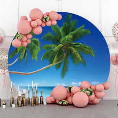 Blau Himmel Strand Mit Kokosnuss Baum Runden Urlaub Hintergrund