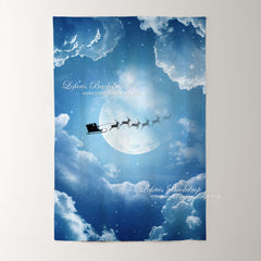 Blau Himmel Wolke Elch Schlitten Weihnachten Foto Hintergrund