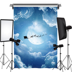 Blau Himmel Wolke Elch Schlitten Weihnachten Foto Hintergrund