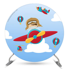 Blau Himmel Flugzeug Baby Pilot Geburtstag Hintergrund Bausatz Für Junge