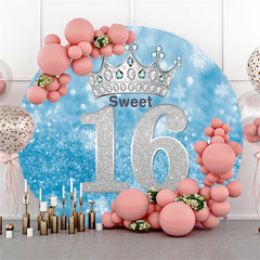 Blau Silber Bokeh Funkeln Runden 16 Geburtstag Hintergrund