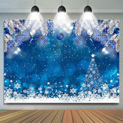 Blau Schneeflocke Ball Bokeh Weihnachten Foto Hintergrund
