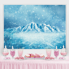 Blau Schneeberg Und Schneeflocke Baby Dusche Hintergrund