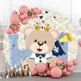Blau Teddy Tragen Und Schloss Runden Baby Dusche Hintergrund