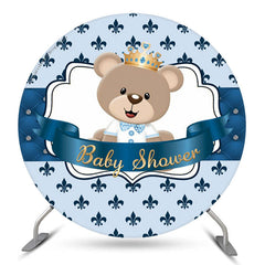 Blau Teddy Tragen Babydusche Runden Hintergrund Für Junge
