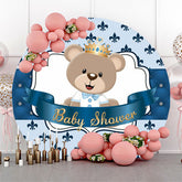 Blau Teddy Tragen Babydusche Runden Hintergrund Für Junge