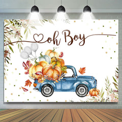 Blau LKW Ballon Kürbis Junge Babydusche Hintergrund