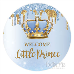 Blau Willkommen Wenig Prinz Runden Baby Dusche Hintergrund