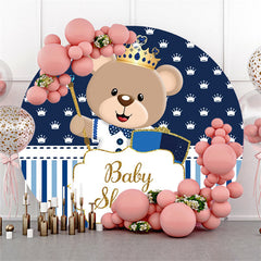 Blau Weiß Streifen Tragen Thema Babydusche Runden Hintergrund