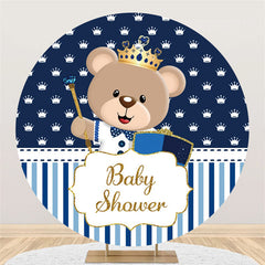 Blau Weiß Streifen Tragen Thema Babydusche Runden Hintergrund