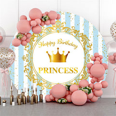 Blau Weiß Streifen Runden Gold Prinzessin Geburtstag Hintergrund