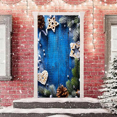 Blau? Hölzern Wand Grün Blätter Weihnachten Tür Abdeckung