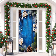 Blau? Hölzern Wand Grün Blätter Weihnachten Tür Abdeckung