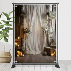 Bohemien Weiß Vorhang Kerzen Hochzeit Hintergrund