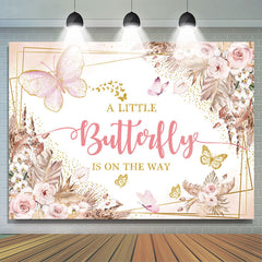 Boho Schmetterling Blumen Babydusche Hintergrund Für Mädchen
