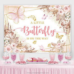 Boho Schmetterling Blumen Babydusche Hintergrund Für Mädchen