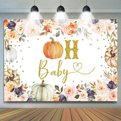 Boho Blumen Kürbis Funkeln Oh Babydusche Hintergrund
