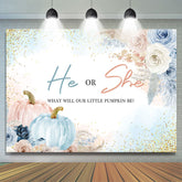 Boho Er Oder Sie Kürbis Blumen Babydusche Hintergrund