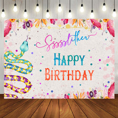 Boho Blätter Blumen Schlange Alles Gute zum Geburtstag Hintergrund