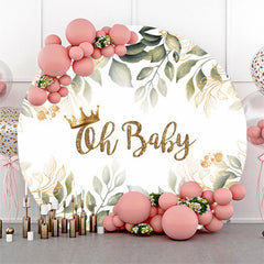 Boho Blätter Oh Babydusche Party Runden Hintergrund