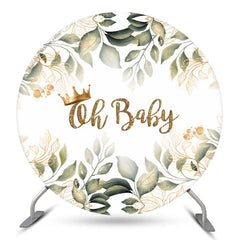 Boho Blätter Oh Babydusche Party Runden Hintergrund