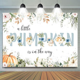 Boho Blätter Kürbis Blumen Babydusche Hintergrund