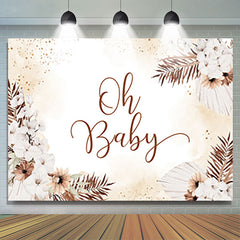 Boho Weiss Blume Funkeln Hintergrund Für Babydusche