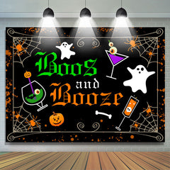 Buh Und Boozp Schwarz Gruselig Glücklich Halloween Hintergrund