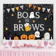Buh Und Augenbrauen Kürbis Niedlich Halloween Party Hintergrund