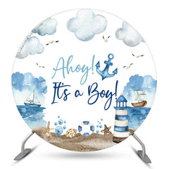 Junge Blau Marine Leuchtfeuer Babydusche Runden Hintergrund