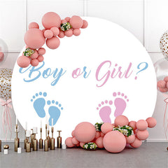 Junge Oder Mädchen Blau Rosa Fußabdruck Babydusche Runden Hintergrund