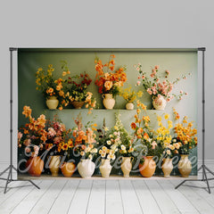 Hell Farbe Schön Blumen Ton Topf Frühling Hintergrund