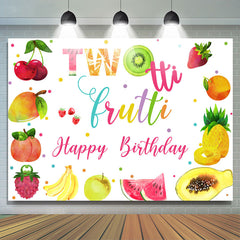Hintergrunddekoration zum 2. Geburtstag mit leuchtenden Früchten