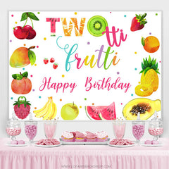 Hintergrunddekoration zum 2. Geburtstag mit leuchtenden Früchten