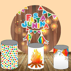 Braun Holz Bokeh Party Junina Hintergrund Bausatz Für Dekoration