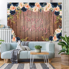 Braun Holz Blume Funkeln Rosa Glücklich Geburtstag Backdorp
