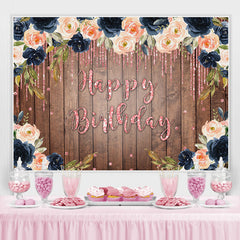 Braun Holz Blume Funkeln Rosa Glücklich Geburtstag Backdorp
