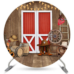 Braun Holz Rot Tür Cool Cowboy Runden Baby Dusche Hintergrund