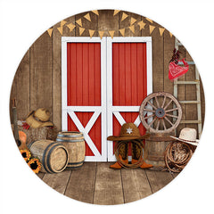 Braun Holz Rot Tür Cool Cowboy Runden Baby Dusche Hintergrund