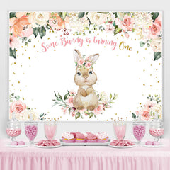 Hase Ist Drehen Eins Und Blumen Geburtstag Thema Hintergrund