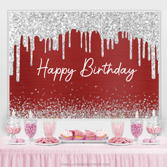Burgund Und Funkeln Silber Glücklich Geburtstag Hintergrund