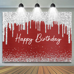 Burgund Und Funkeln Silber Glücklich Geburtstag Hintergrund